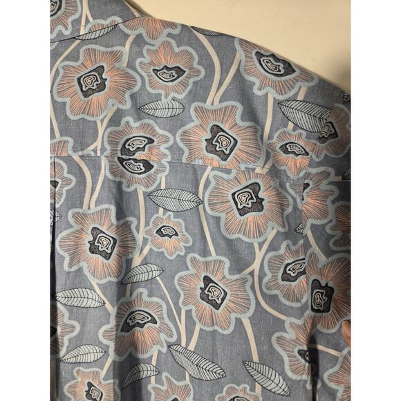 Rip Curl Hawaiian Shirt Blue Mens Light Blue Pink Floral Short Sleeve Sz L - Picture 4 of 8